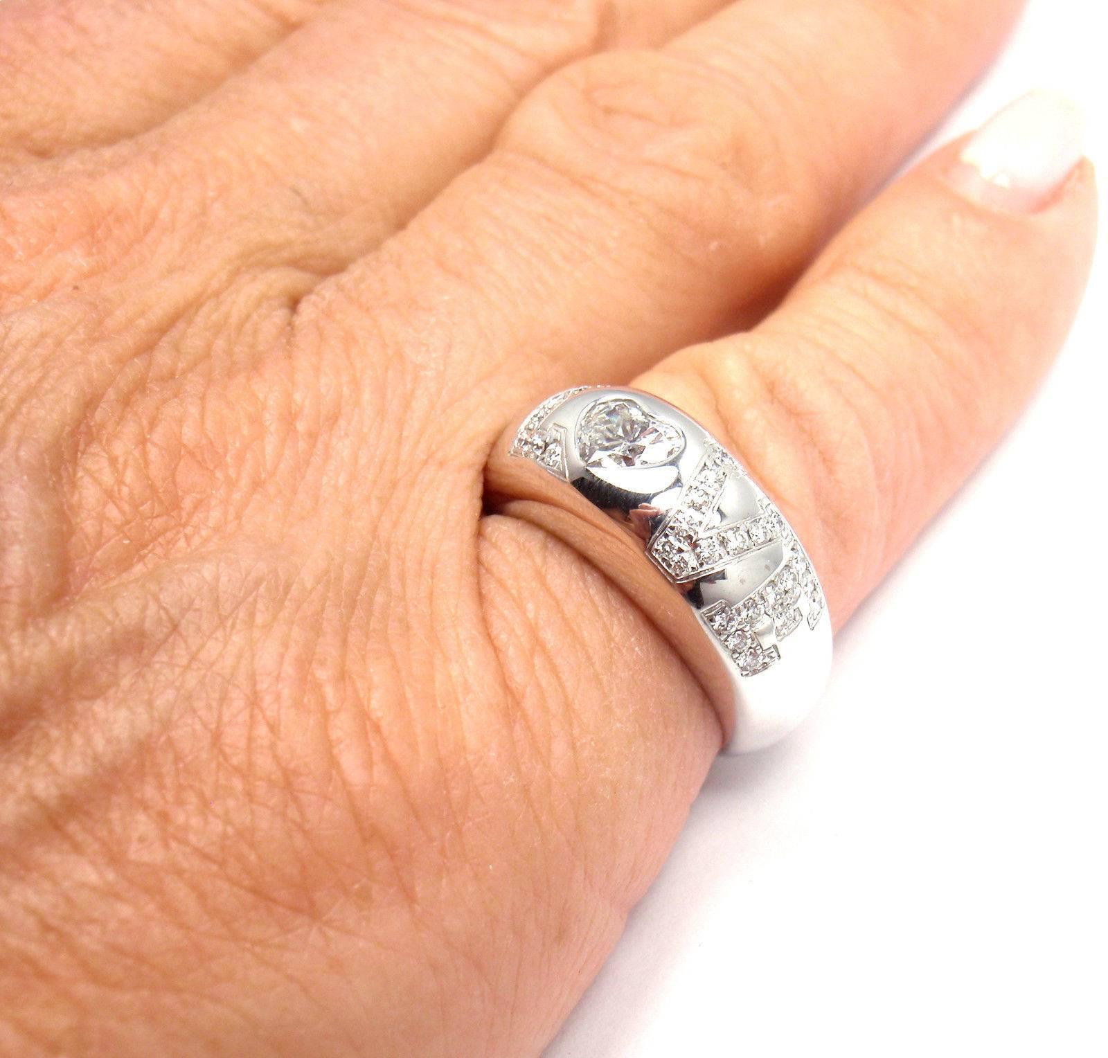 Chopard Heart Shape .53 Carat Diamond Love White Gold Band Ring 1