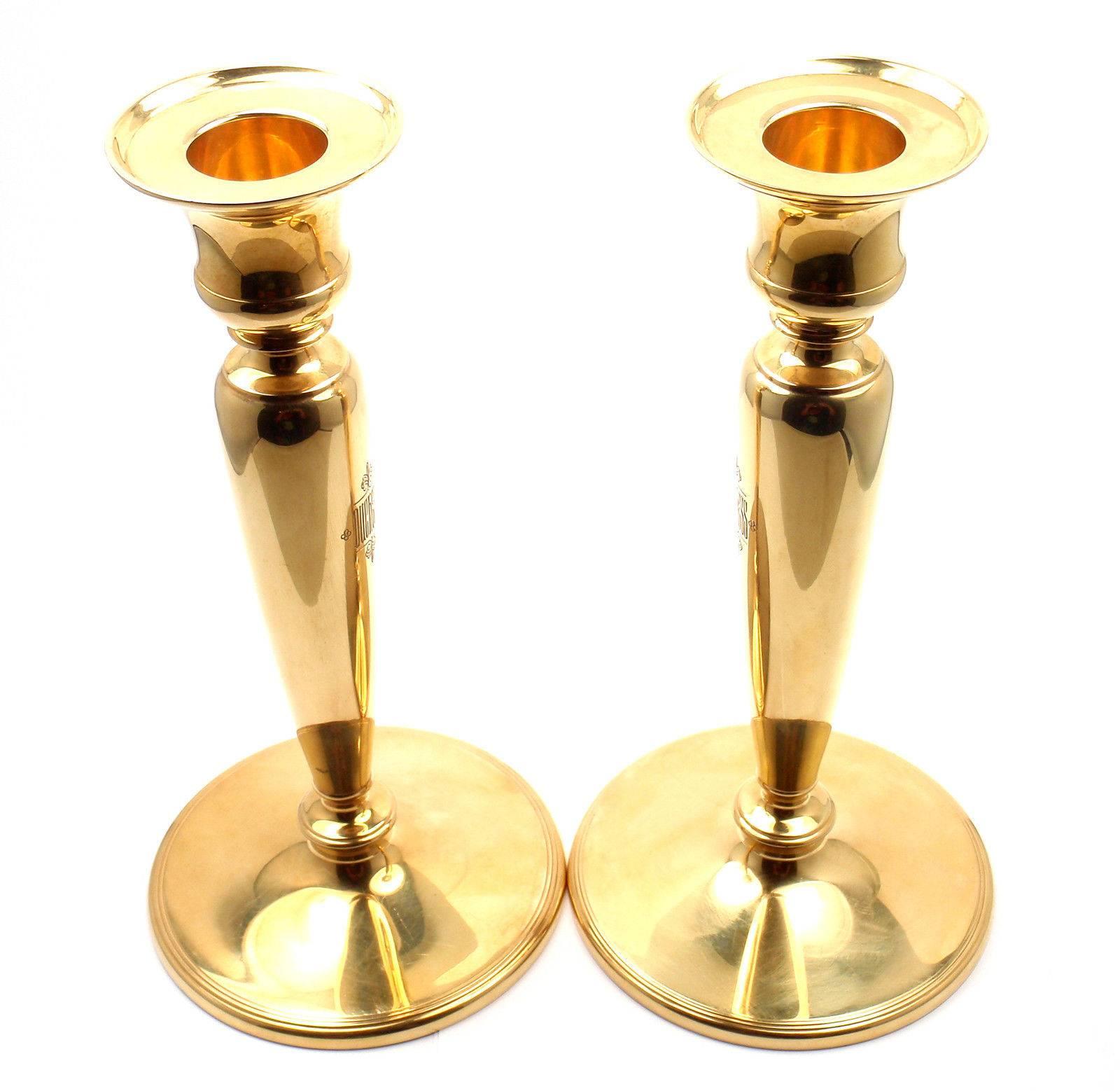 18k Solid Yellow Gold Pair Of Two Candlesticks by Tiffany & Co from their Duchess collection. 

Details: 
Measurements: 7 3/4