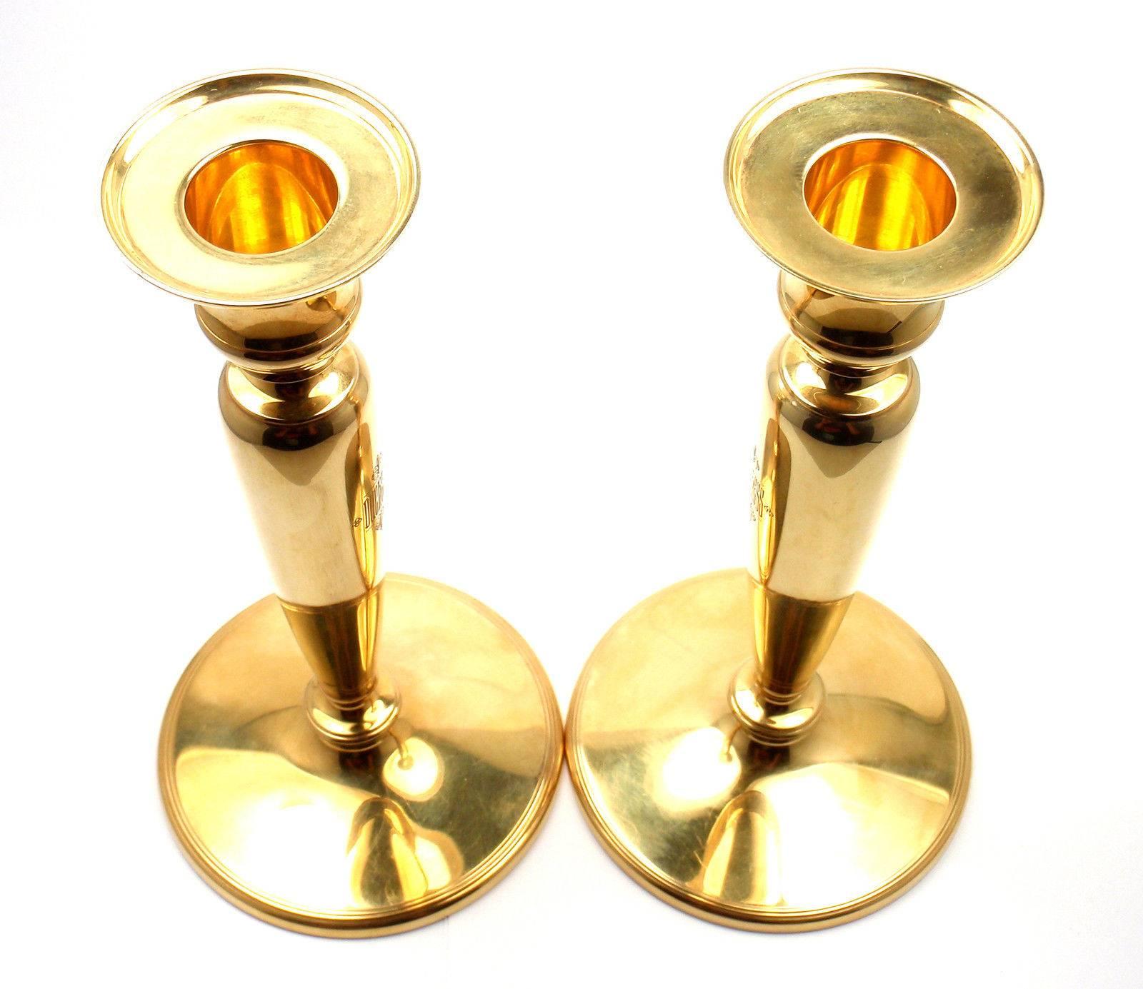 Tiffany & Co. Pair of Two Solid Yellow Gold Candlesticks 3