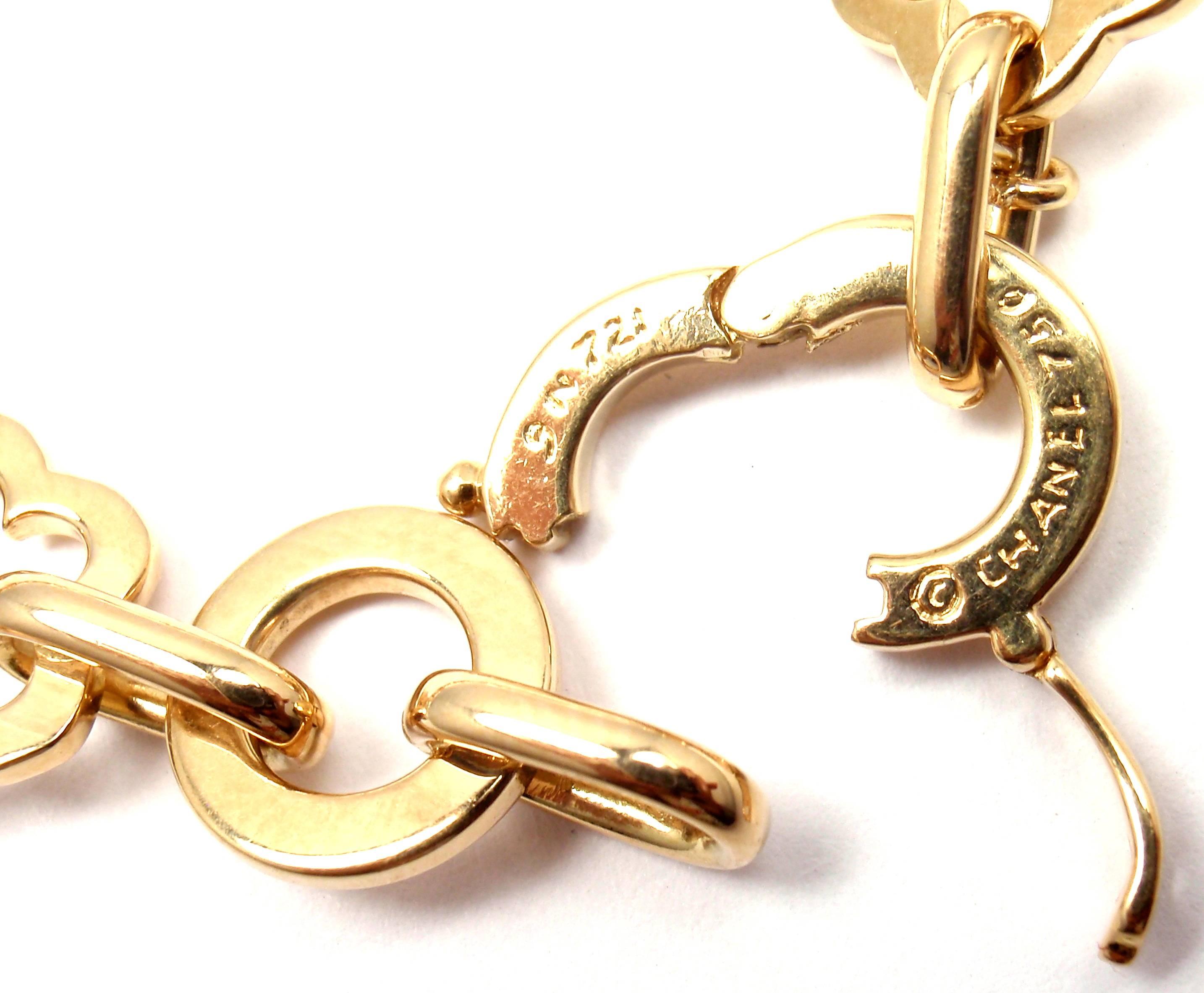 Chanel Camelia Yellow Gold Link Bracelet 2