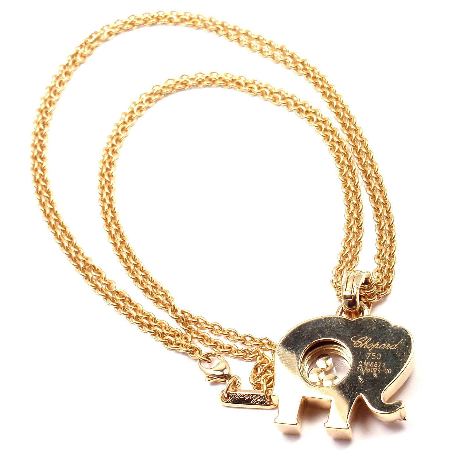 Chopard Diamond Sapphire Happy Elephant Yellow Gold Pendant Necklace 3