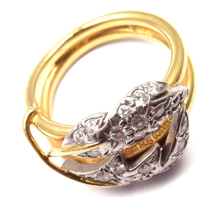 Tiffany and Co. Schlumberger Diamond Yellow Gold Platinum Two Leaves ...