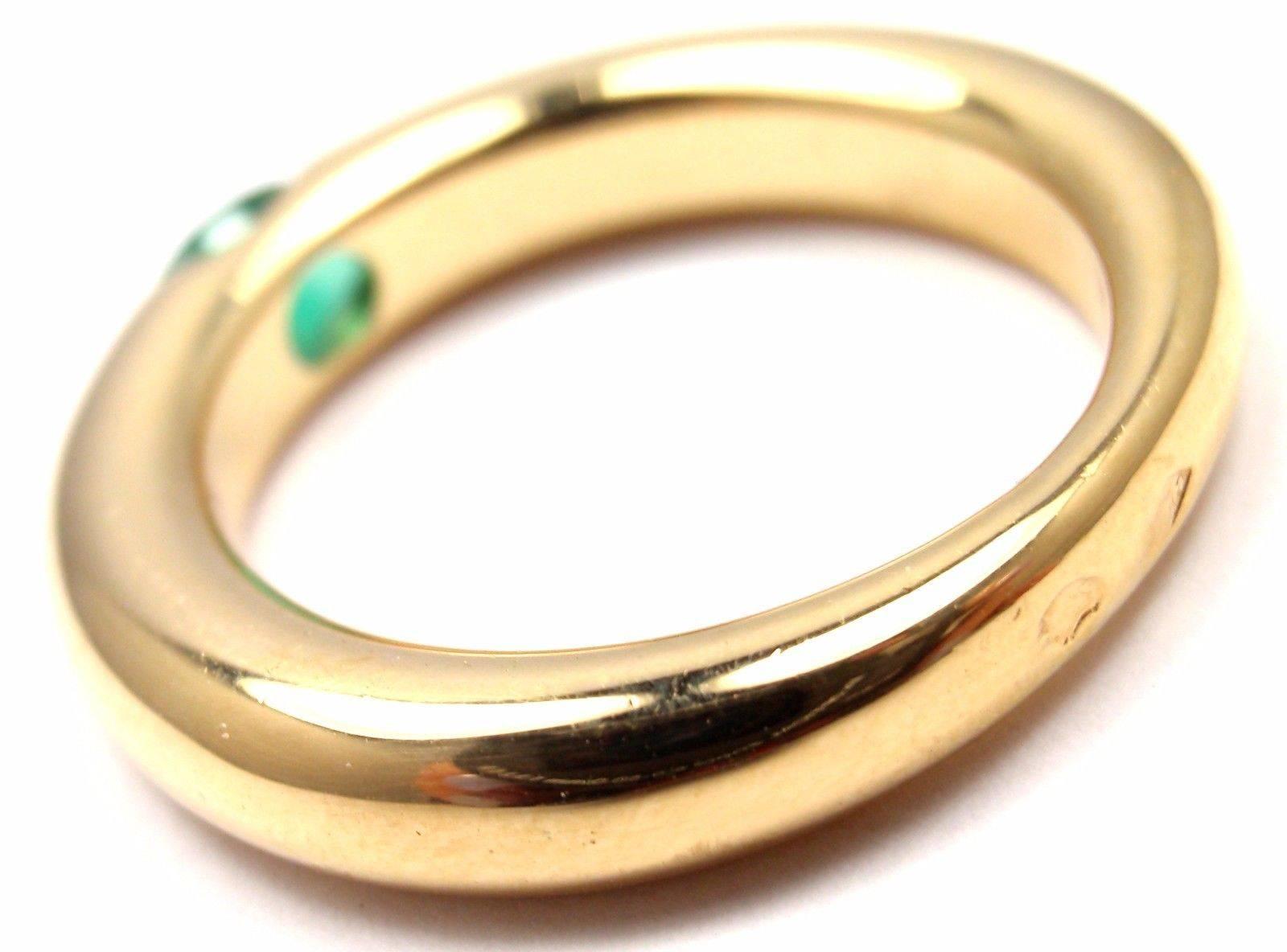 Women's or Men's Cartier Emerald Ellipse Yellow Gold Band Ring