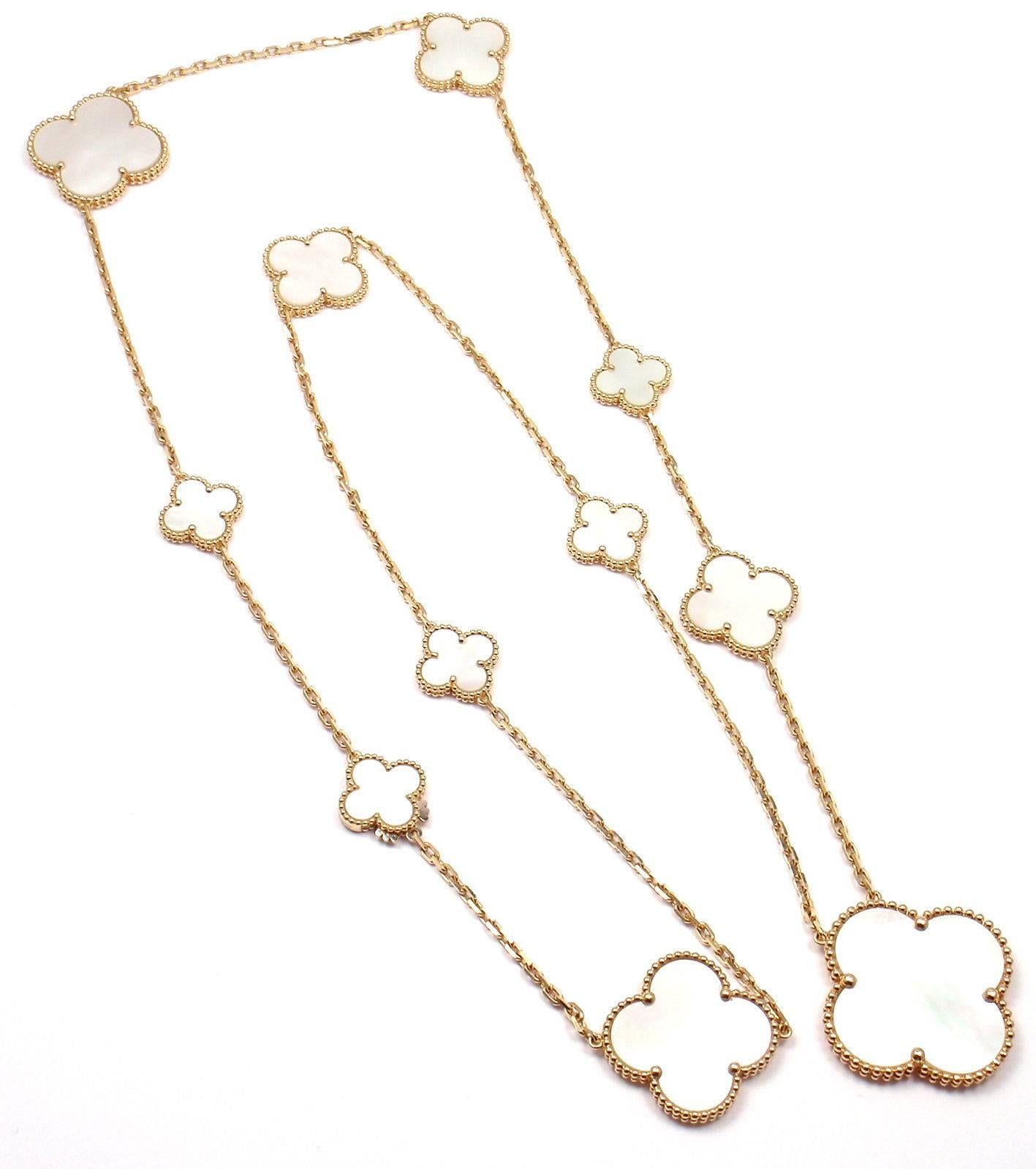 Women's or Men's Van Cleef & Arpels Magic Alhambra 11 Motifs Mother-of-Pearl Yellow Gold Necklace