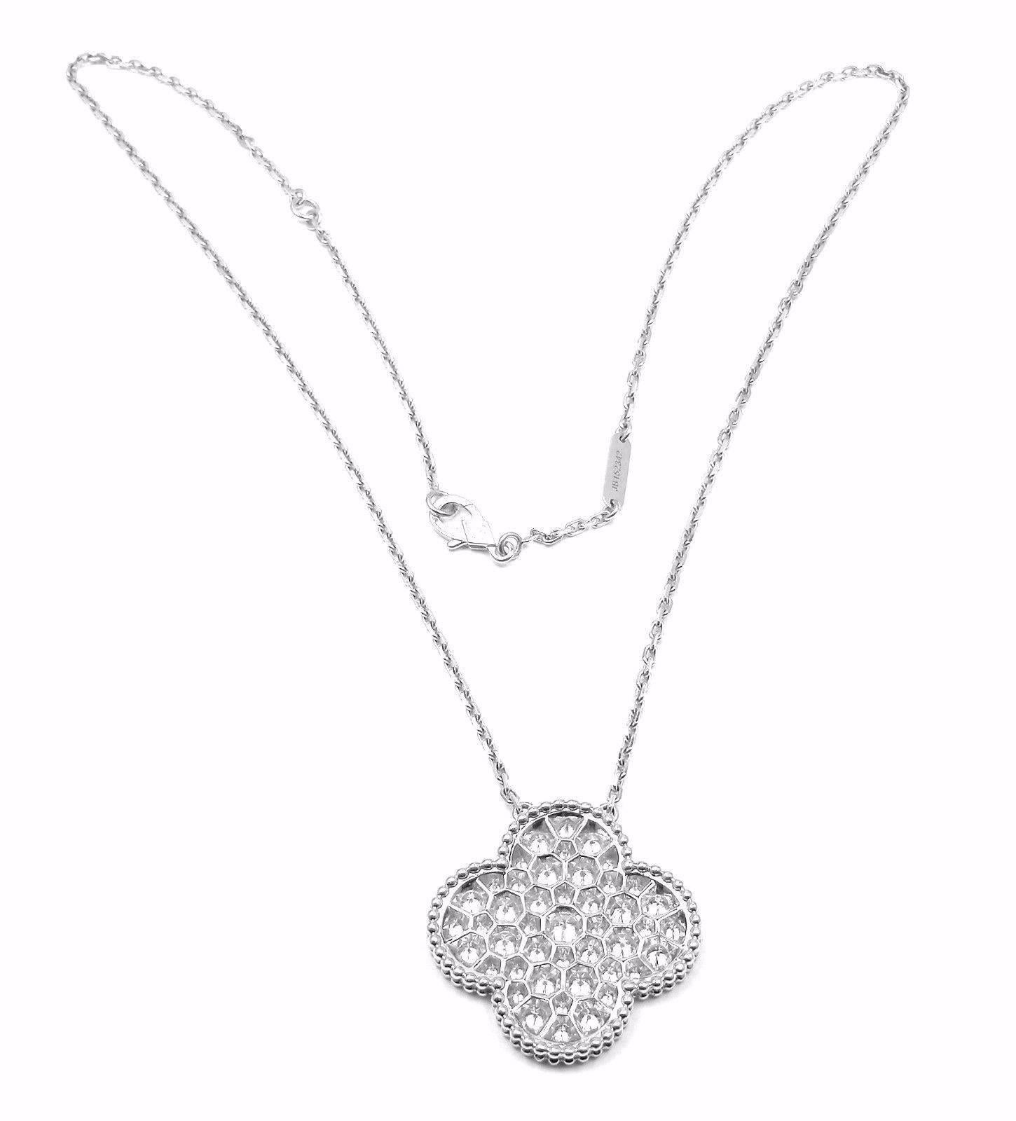Women's or Men's Van Cleef & Arpels Diamond Magic Alhambra White Gold Necklace
