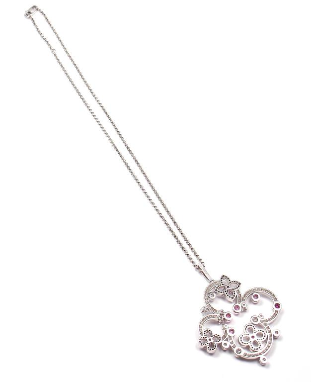 Louis Vuitton Craquantes Pink Sapphire Diamond White Gold Pendant Necklace