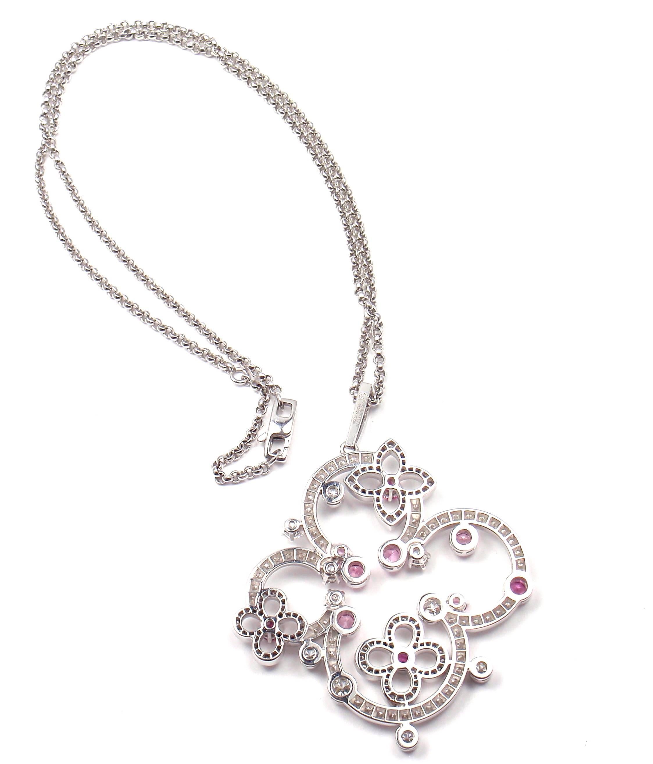 Louis Vuitton Craquantes Pink Sapphire Diamond White Gold Pendant Necklace 1