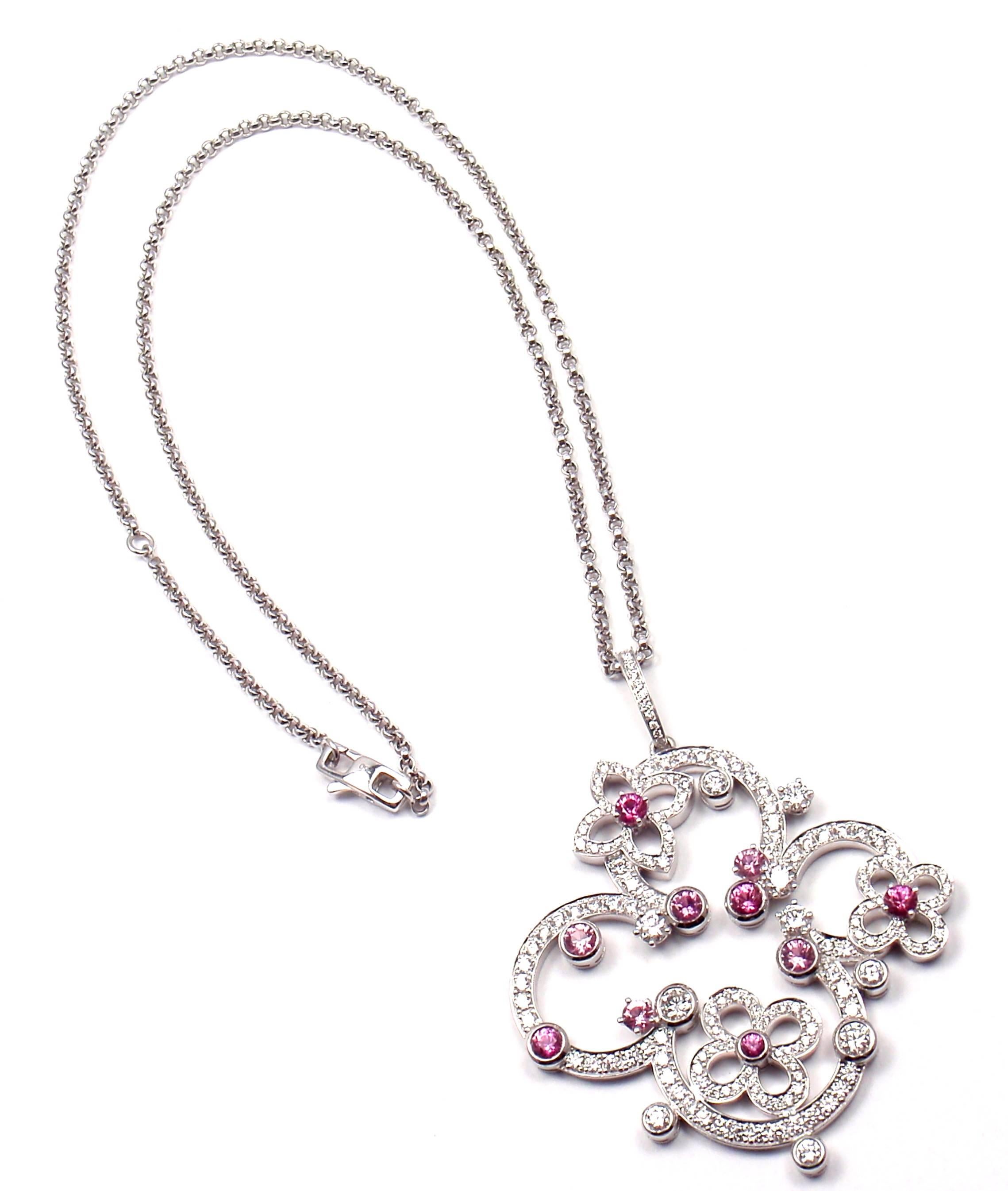 18k White Gold Craquantes Diamond Pink Sapphire Necklace by Louis Vuitton. With 172 round brilliant cut diamonds VVS1 clarity E color
10 pink sapphires
This necklace is SOLD OUT!
When it was available the Retail Price was $20,200 plus tax.

Details: