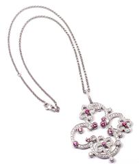 Louis Vuitton Craquantes Pink Sapphire Diamond White Gold Pendant Necklace