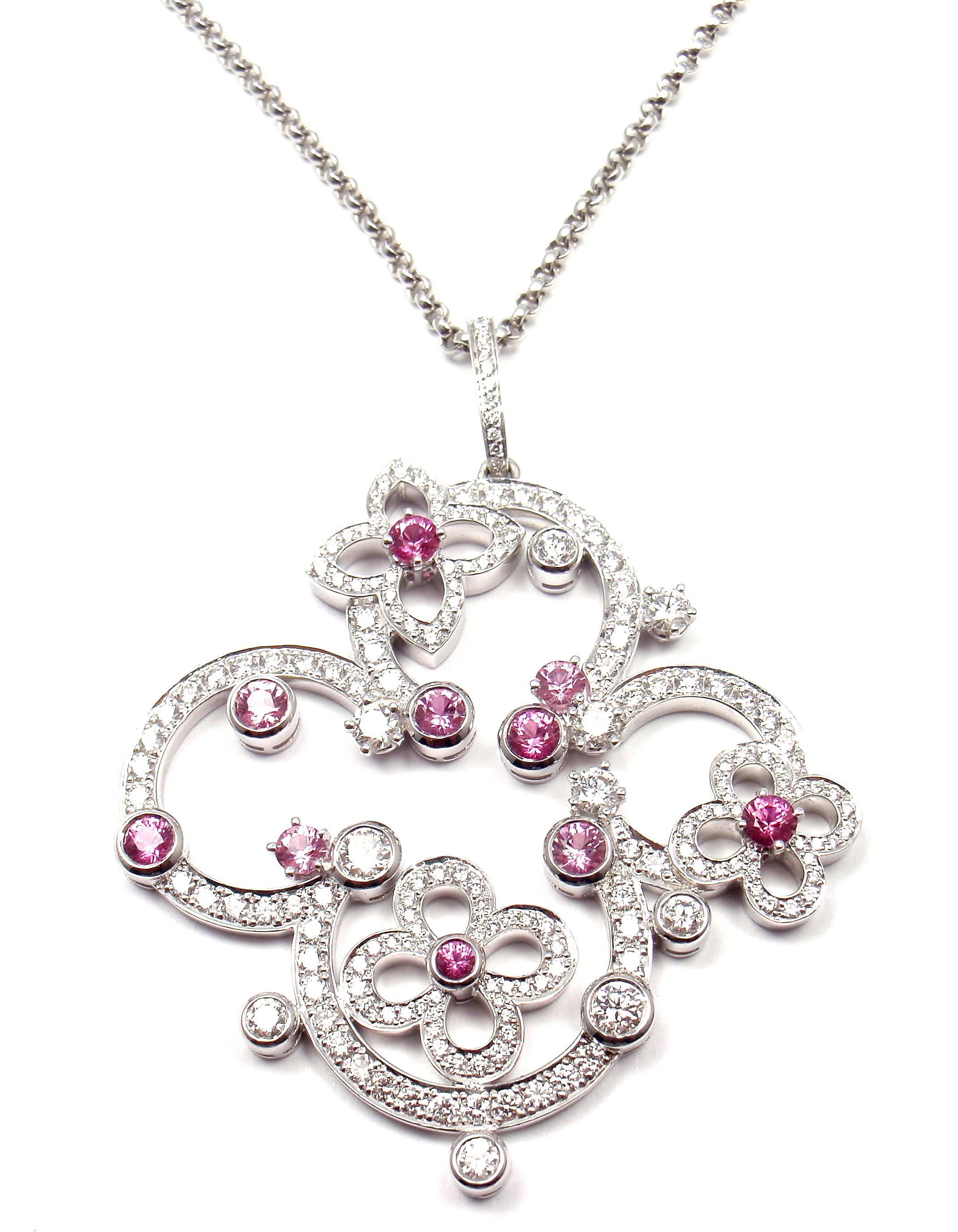 Louis Vuitton Craquantes Pink Sapphire Diamond White Gold Pendant Necklace 2