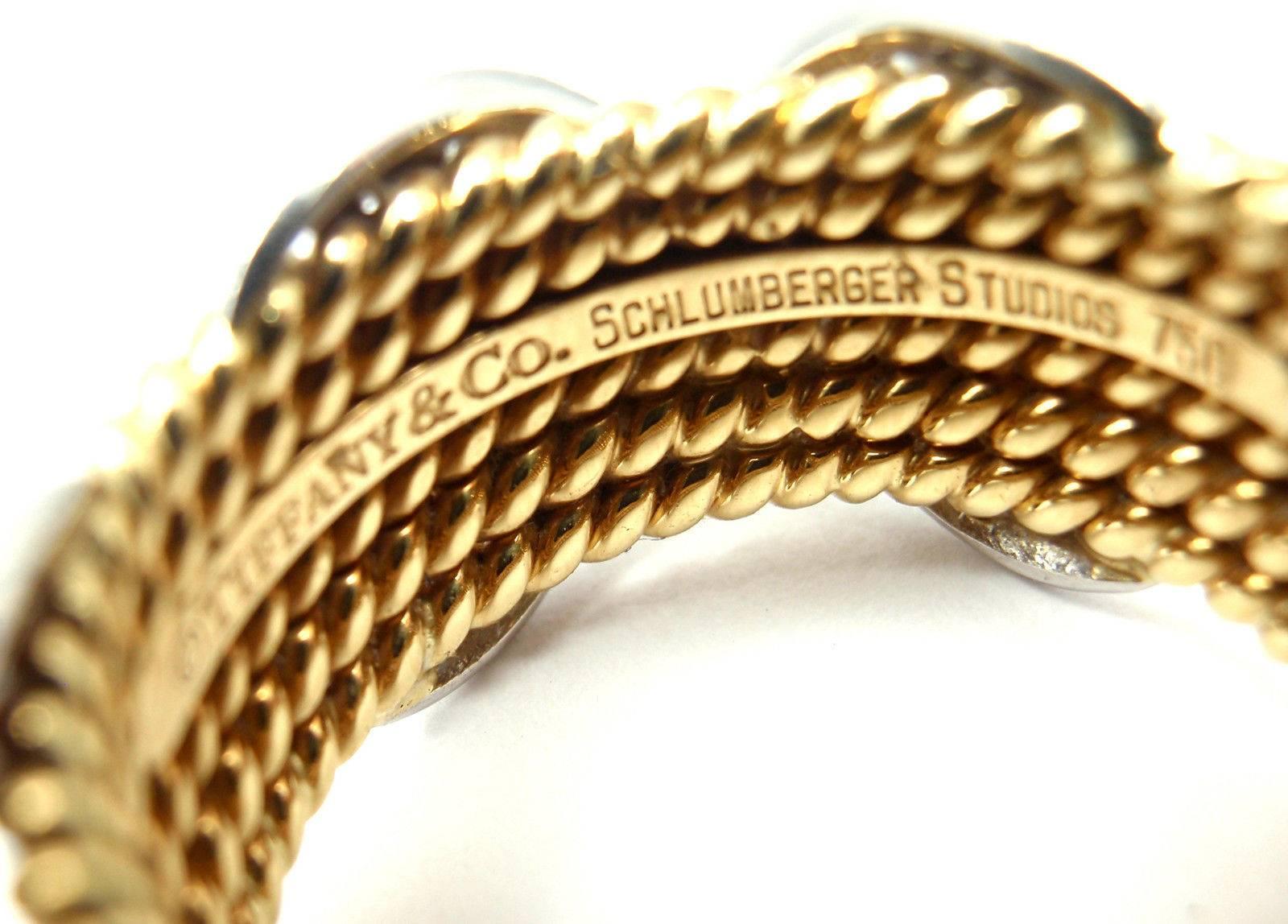 Women's Tiffany & Co. Jean Schlumberger Diamond Six-Row Yellow Gold Platinum X Ring