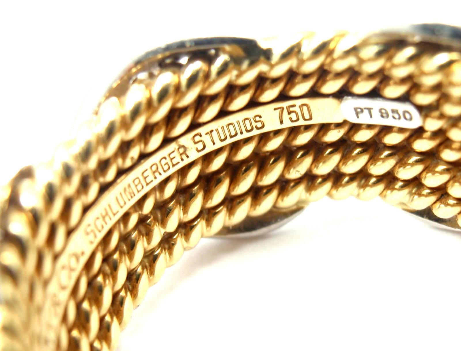 Tiffany & Co. Jean Schlumberger Diamond Six-Row Yellow Gold Platinum X Ring 1