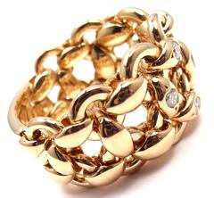 Hermes Diamond Yellow Gold Band Ring