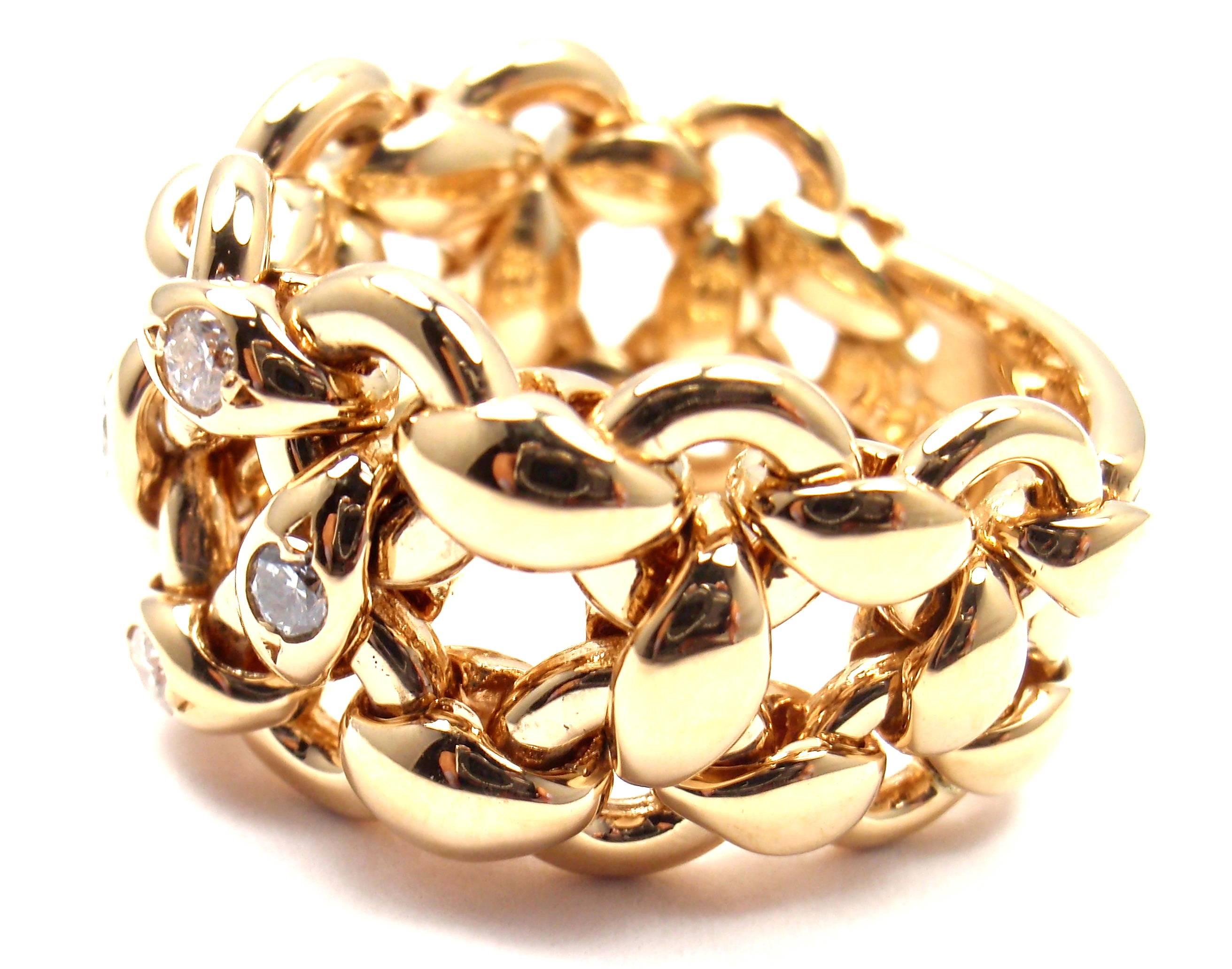 Women's or Men's Hermes Diamond Yellow Gold Band Ring