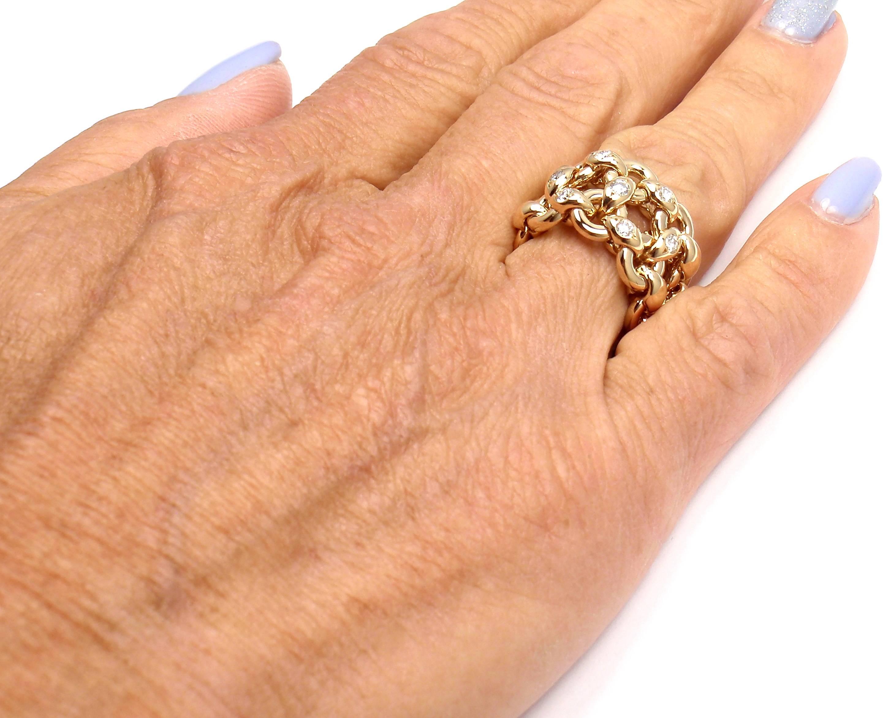Hermes Diamond Yellow Gold Band Ring 1