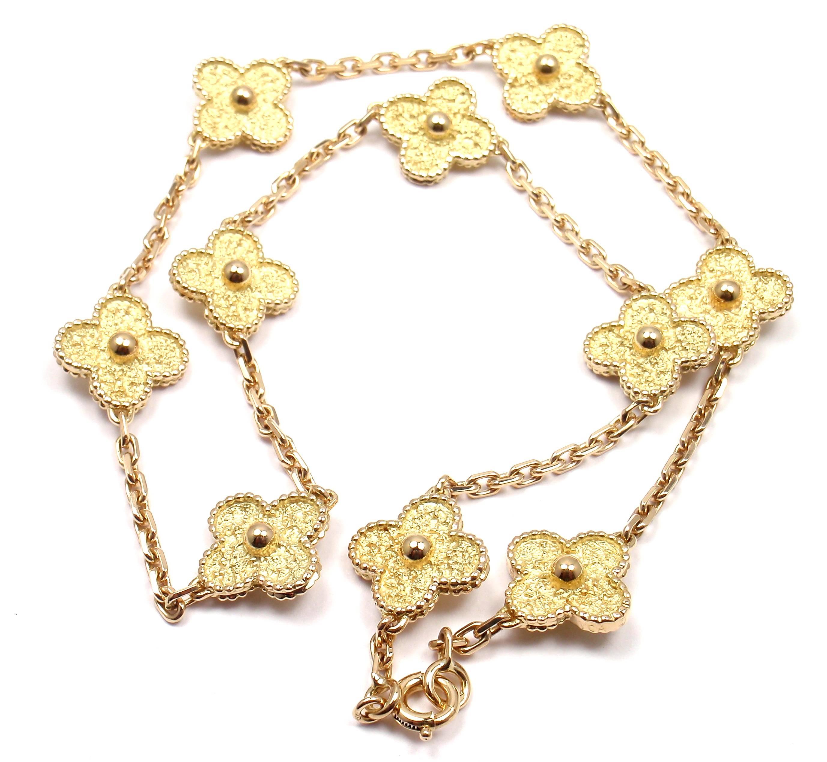 Van Cleef & Arpels Vintage Alhambra Ten Motif Gold Necklace 3