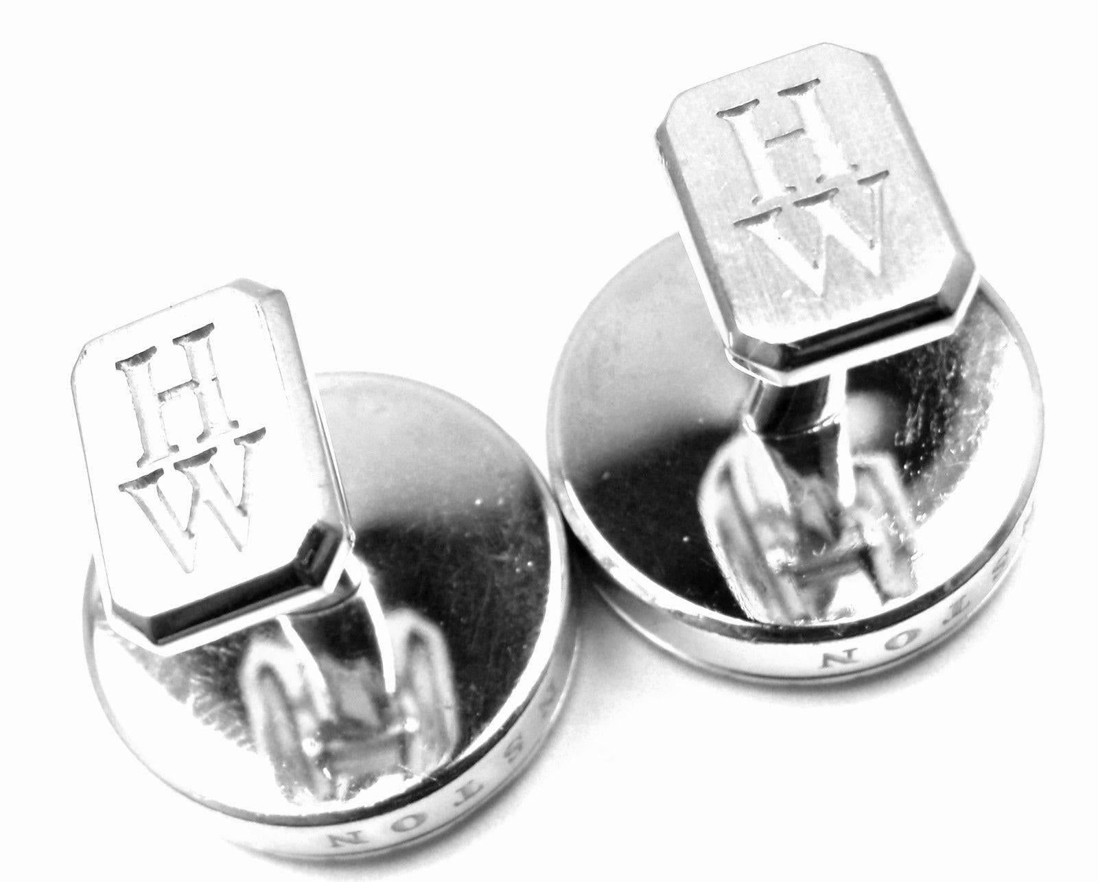 Women's or Men's Harry Winston Ocean Diamond White Gold Cufflinks