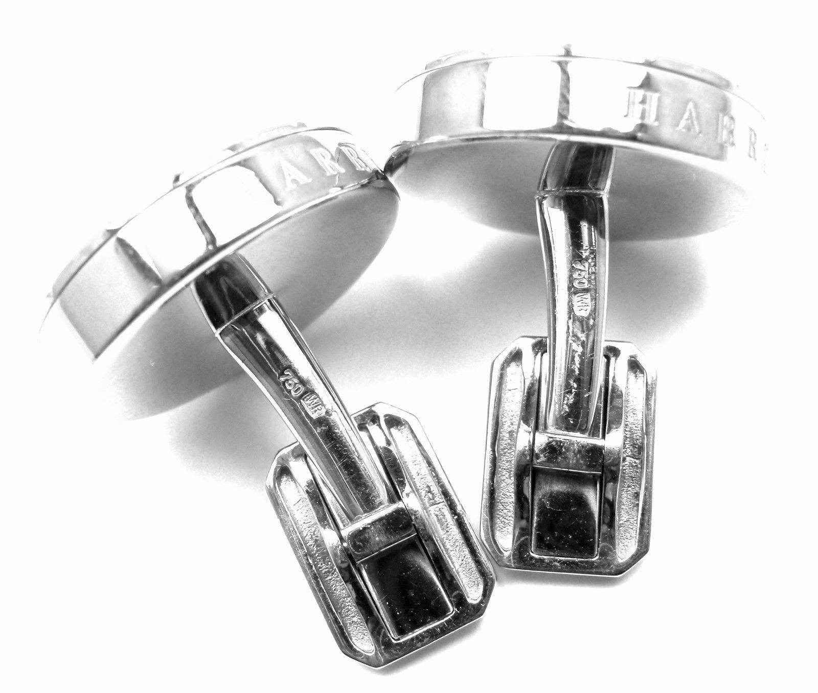 Harry Winston Ocean Diamond White Gold Cufflinks In New Condition In Holland, PA