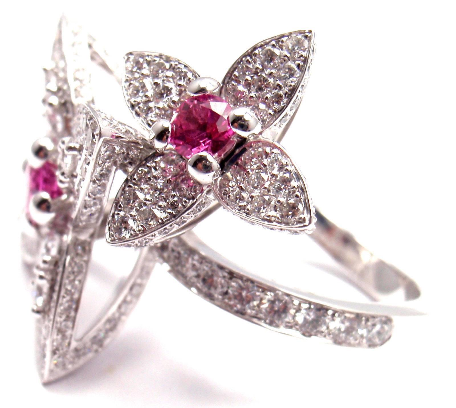 Louis Vuitton Les Luxuriantes Pink Sapphire Diamond White Gold Ring In New Condition In Holland, PA