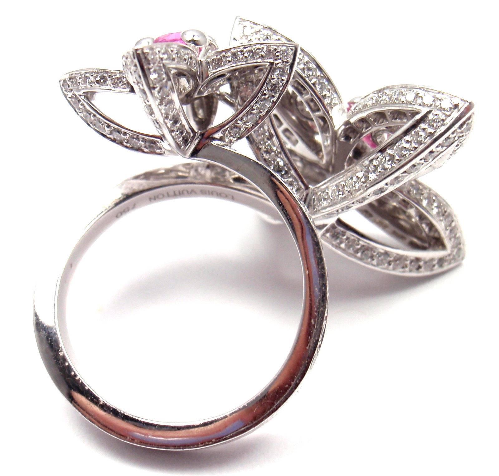 Louis Vuitton Les Luxuriantes Pink Sapphire Diamond White Gold Ring 3