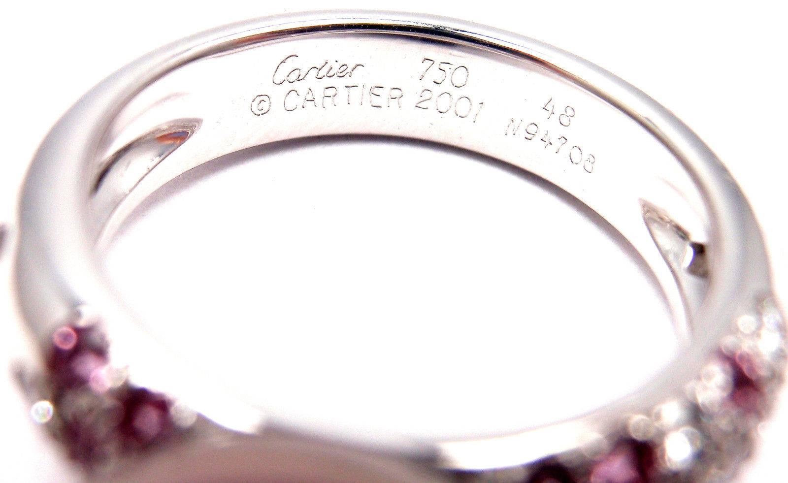 Cartier Ring aus Weißgold mit Tahiti-Perle, Diamant und rosa Saphir im Angebot 2