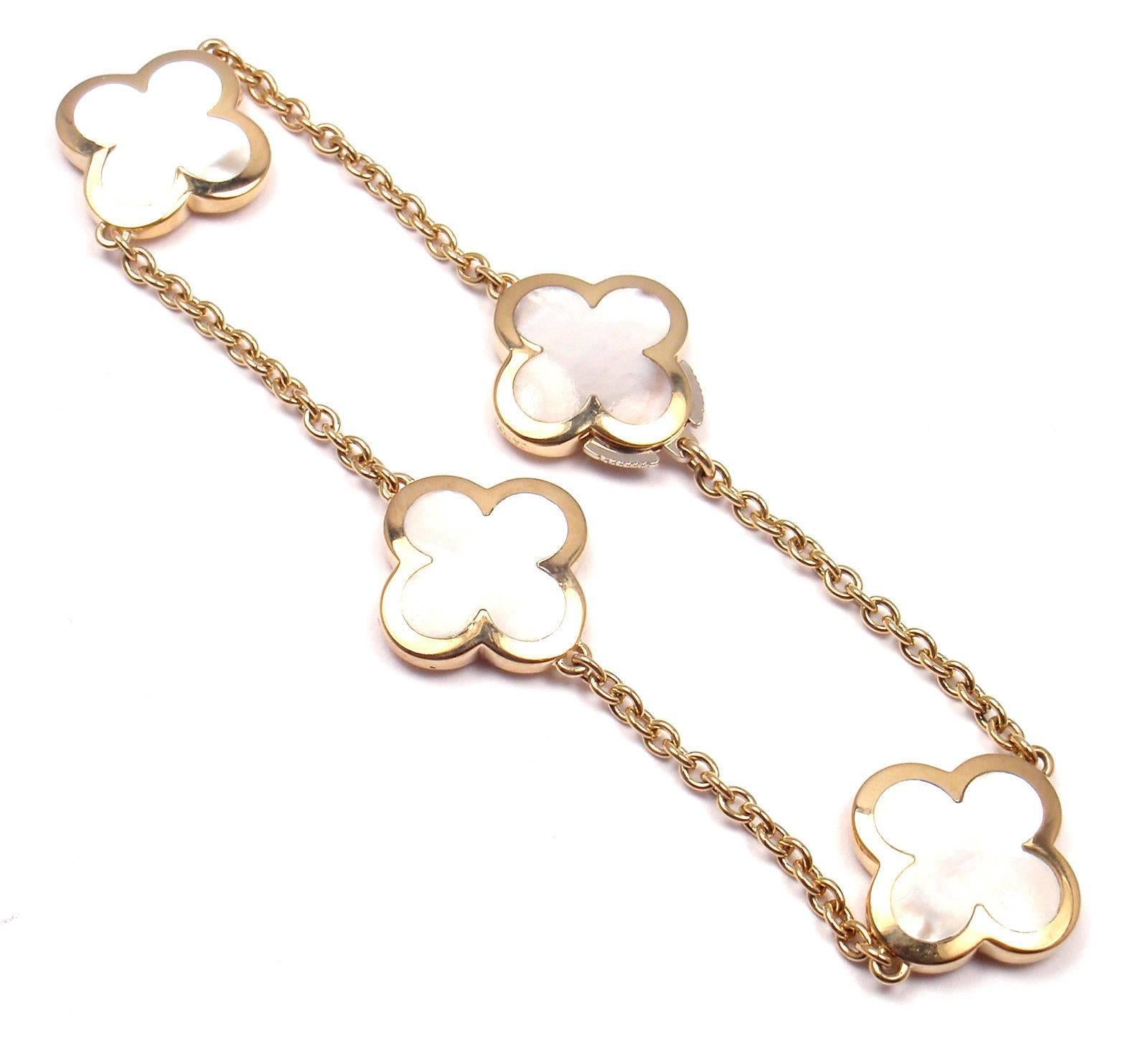 Van Cleef & Arpels Pure Alhambra Mother-of-Pearl Yellow Gold Bracelet 2