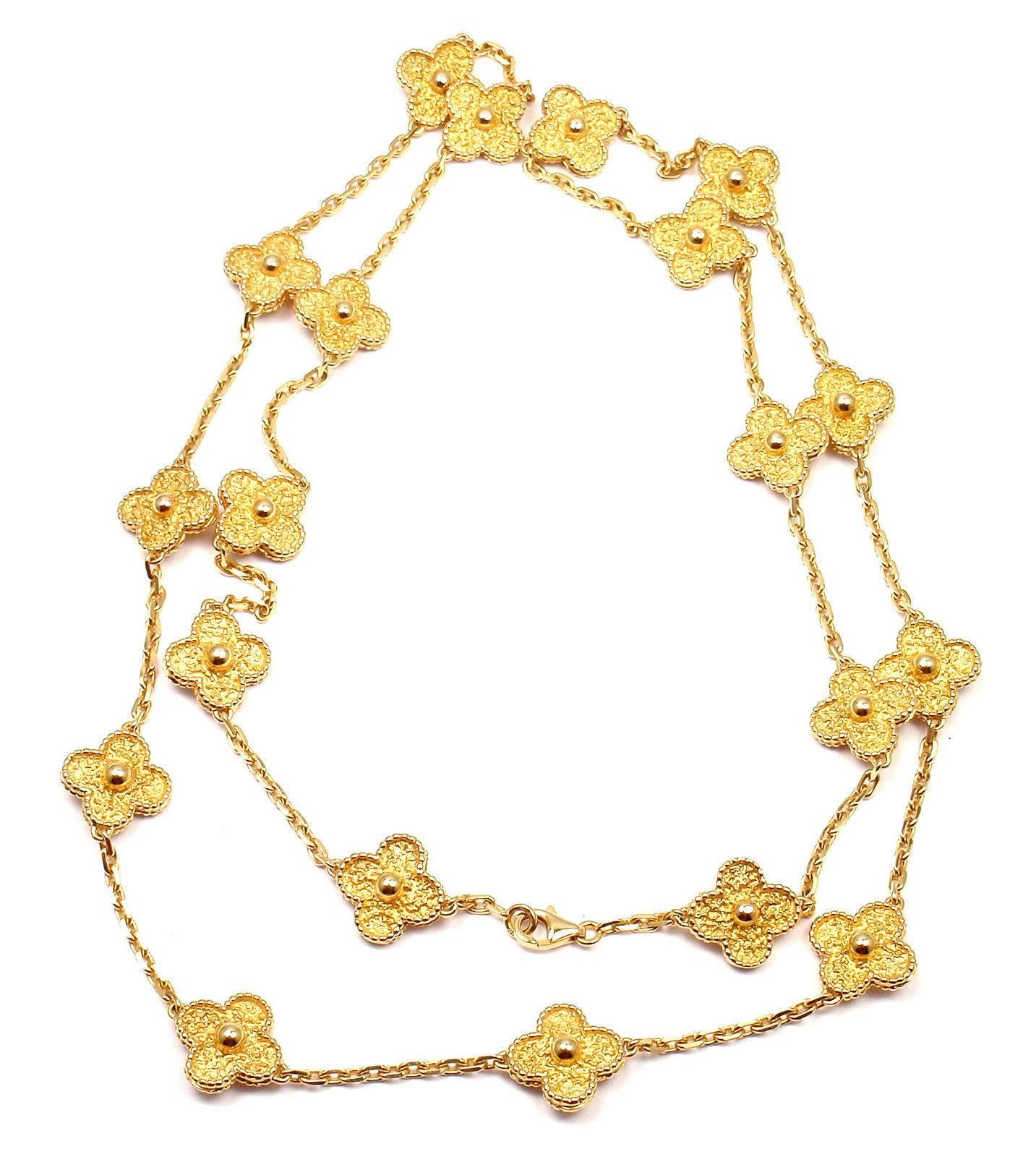 Van Cleef & Arpels Vintage Alhambra Gold 20 Motif Necklace 3