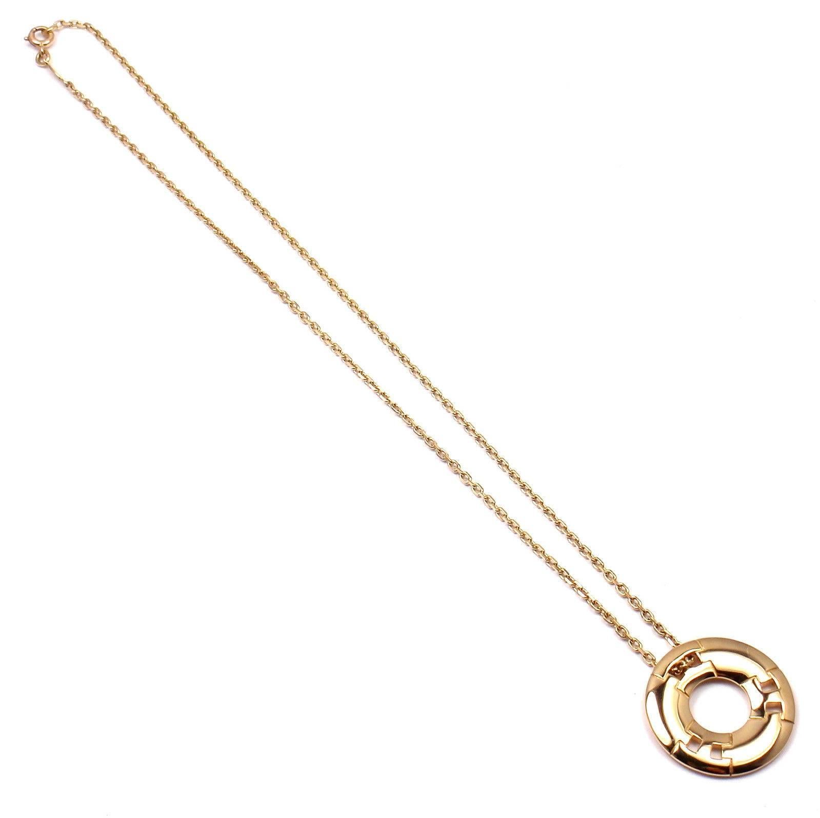 Hermes Paris Round H Yellow Gold Pendant Necklace 3
