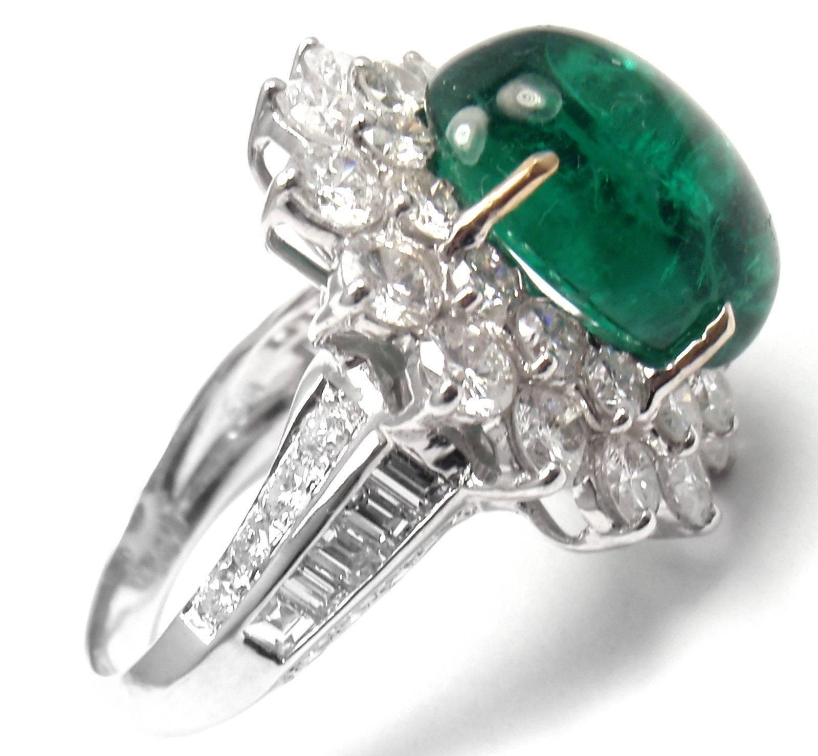 Women's or Men's Craig Drake Large Emerald Diamond White Gold Cocktail Ring For Sale