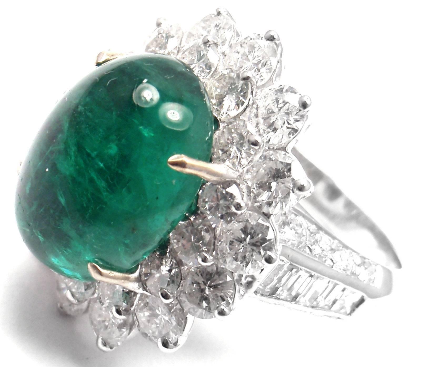 Craig Drake Large Emerald Diamond White Gold Cocktail Ring For Sale 2