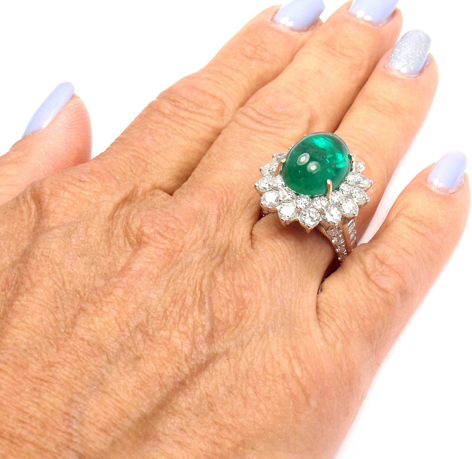 Craig Drake Large Emerald Diamond White Gold Cocktail Ring For Sale 3