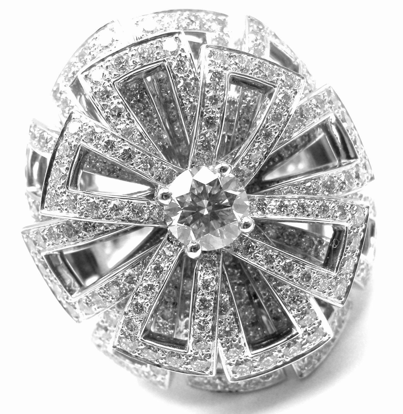 Brilliant Cut Chanel Diamond Large White Gold Flower Ring For Sale