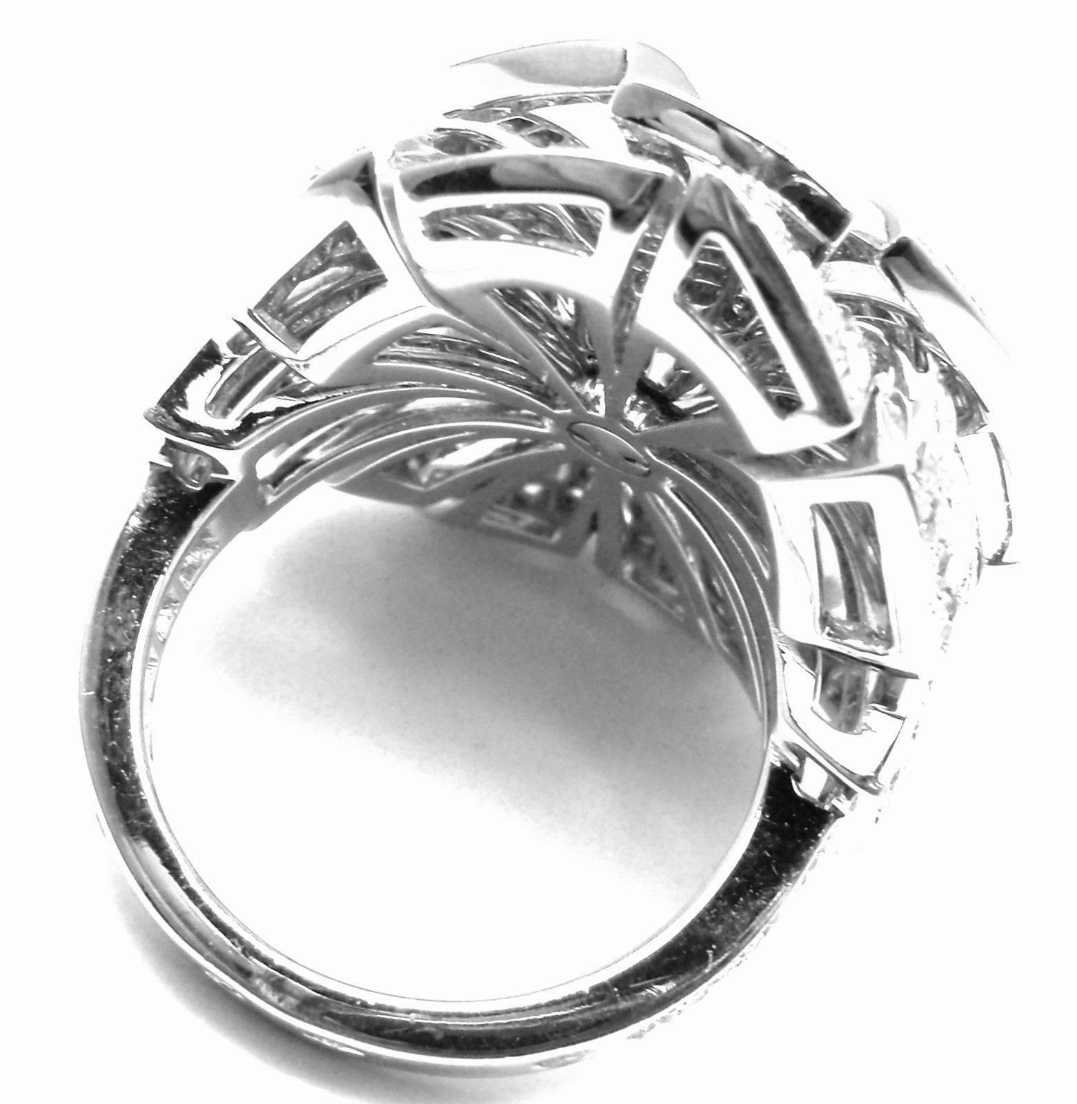 Chanel Diamond Large White Gold Flower Ring For Sale 1