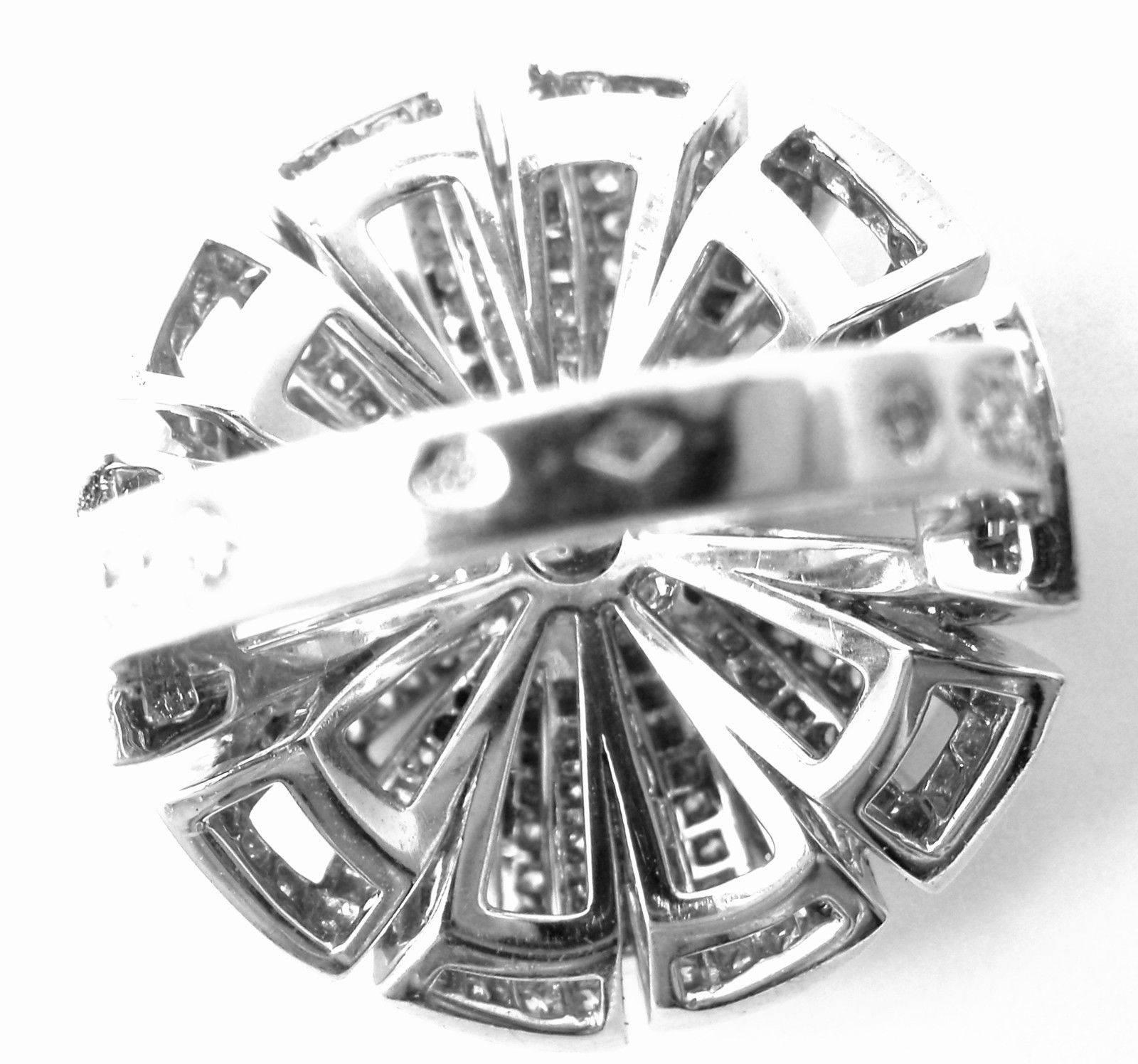 Chanel Diamond Large White Gold Flower Ring For Sale 2