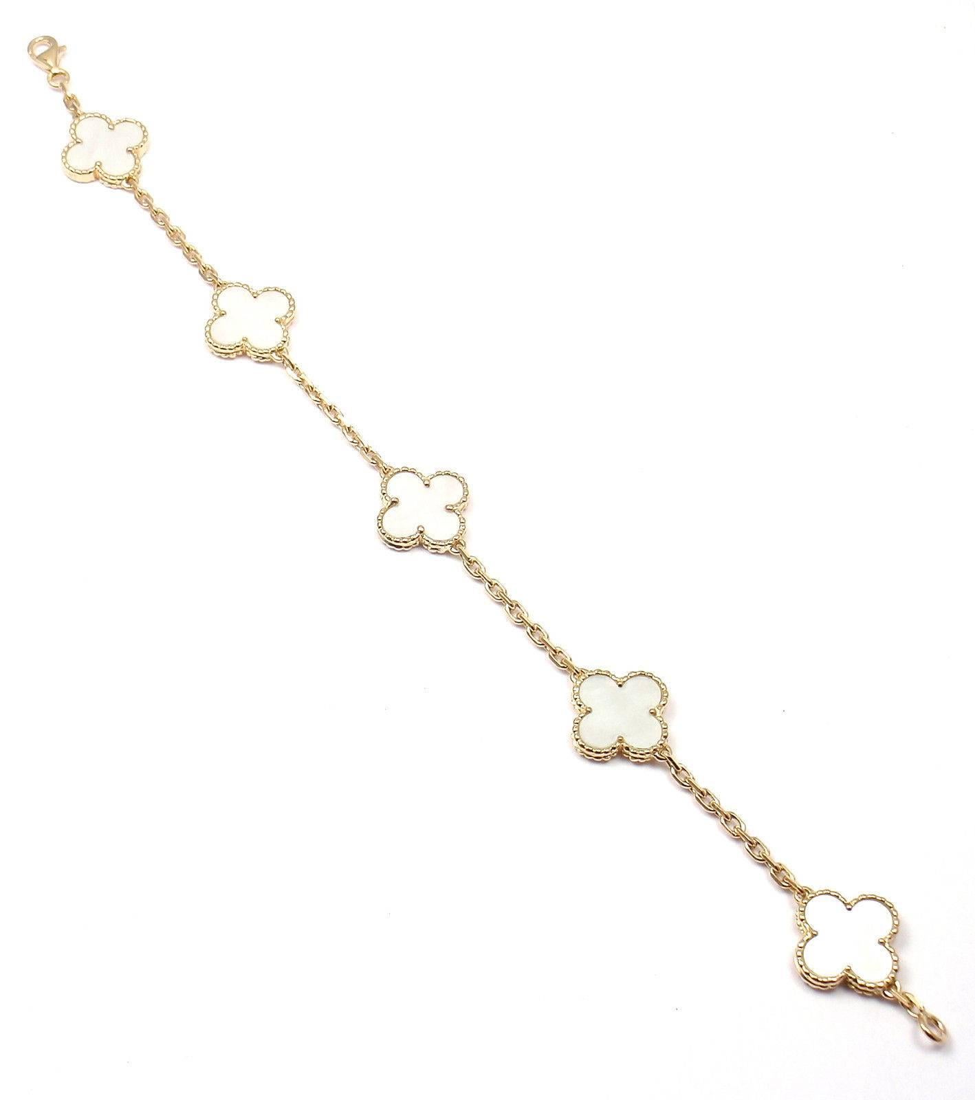 Van Cleef & Arpels Mother-of-Pearl Vintage Alhambra Yellow Gold Bracelet 3
