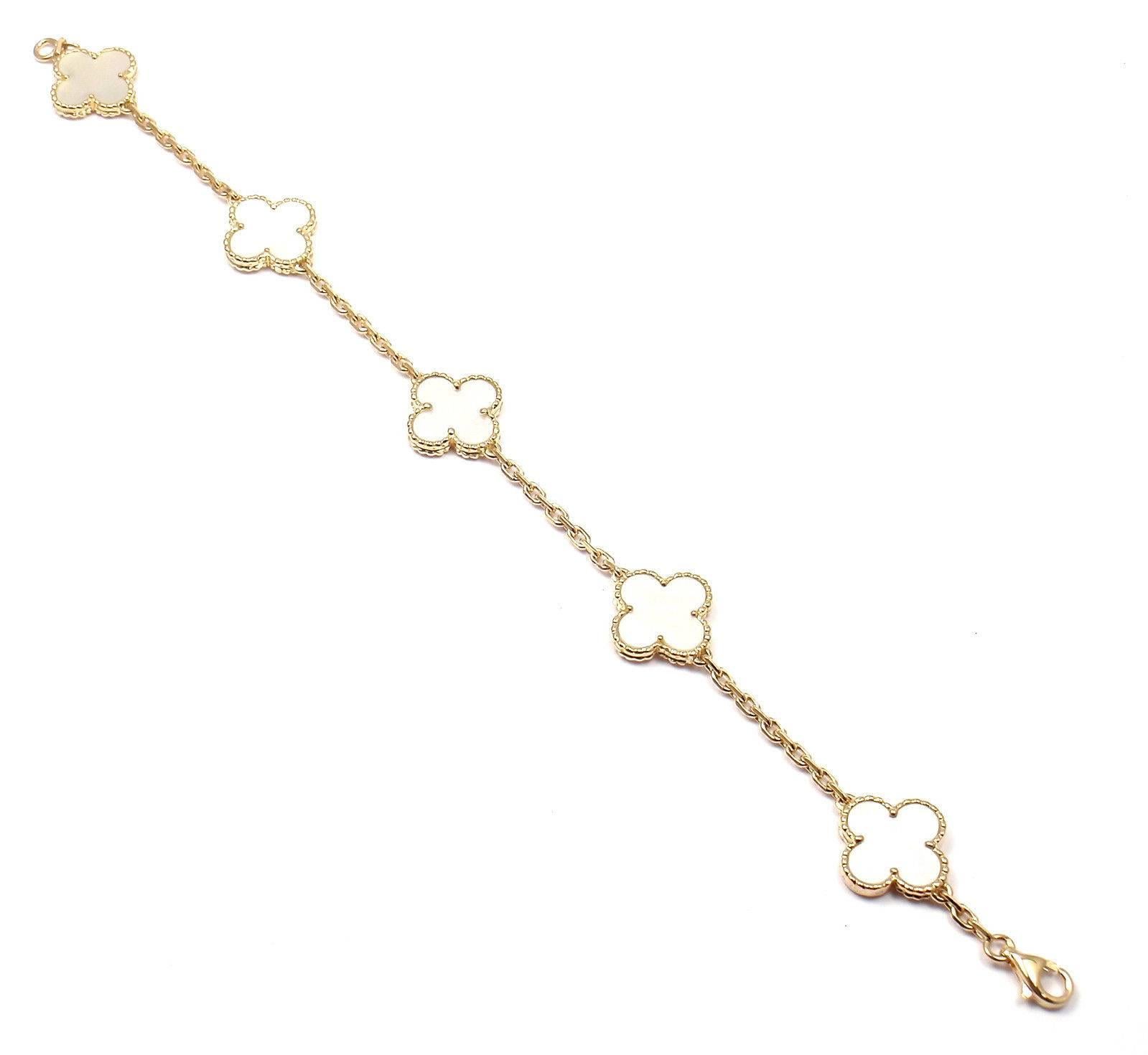 Van Cleef & Arpels Mother-of-Pearl Vintage Alhambra Yellow Gold Bracelet 2