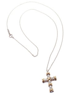 Tiffany & Co. Jean Schlumberger Diamond Cross Platinum Gold Pendant Necklace