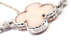 Van Cleef & Arpels Pink Opal Vintage Alhambra Five Motif White Gold Bracelet