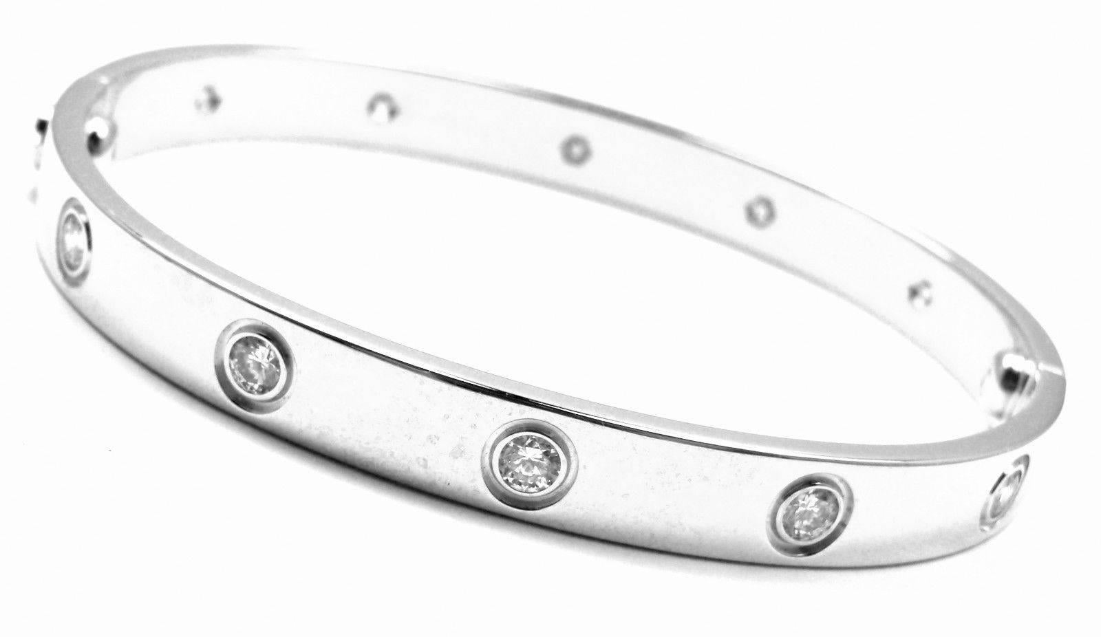 Cartier Ten Diamond White Gold Love Bangle Bracelet In New Condition In Holland, PA