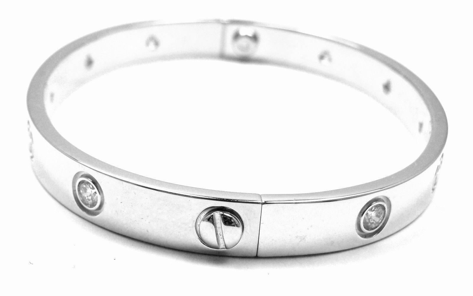 Cartier Ten Diamond White Gold Love Bangle Bracelet 1