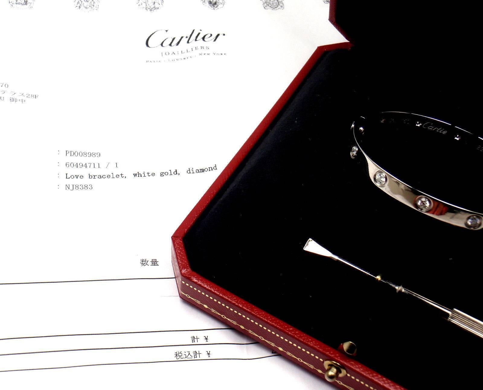 Cartier Ten Diamond White Gold Love Bangle Bracelet 5