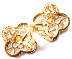 Van Cleef & Arpels Magic Diamond Alhambra Large Yellow Gold Earrings