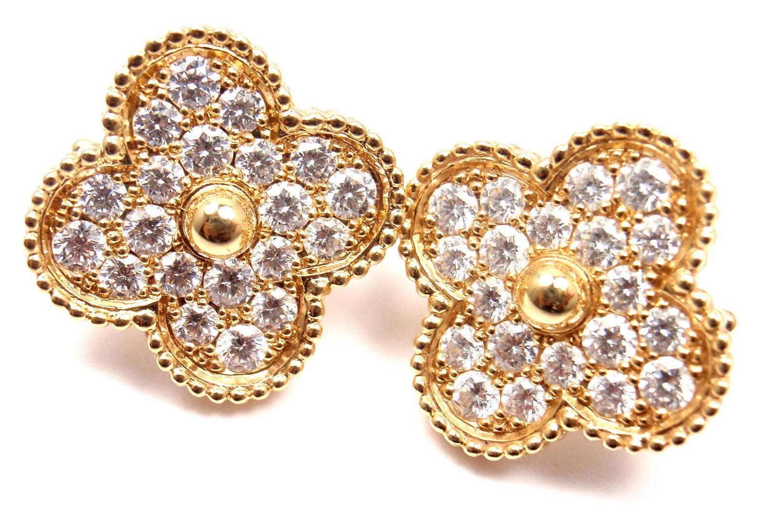 Van Cleef & Arpels Magic Diamond Alhambra Large Yellow Gold Earrings 1