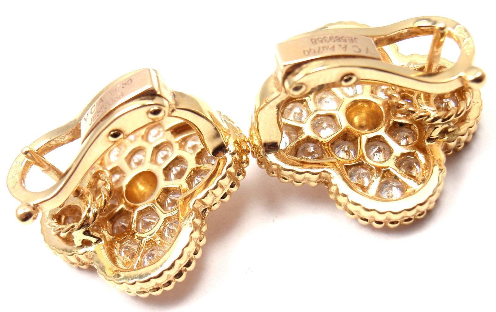 Van Cleef & Arpels Magic Diamond Alhambra Large Yellow Gold Earrings 2