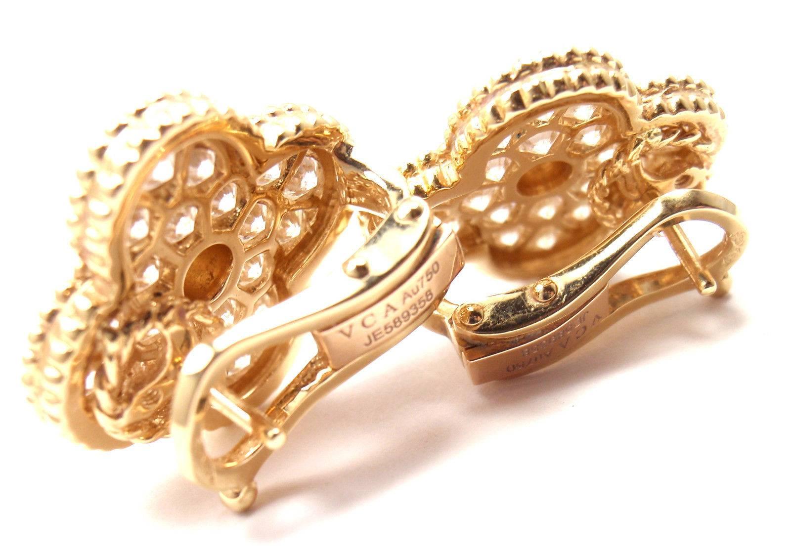 Van Cleef & Arpels Magic Diamond Alhambra Large Yellow Gold Earrings 4