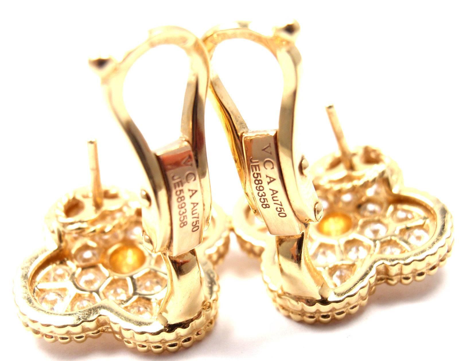 Van Cleef & Arpels Magic Diamond Alhambra Large Yellow Gold Earrings 5