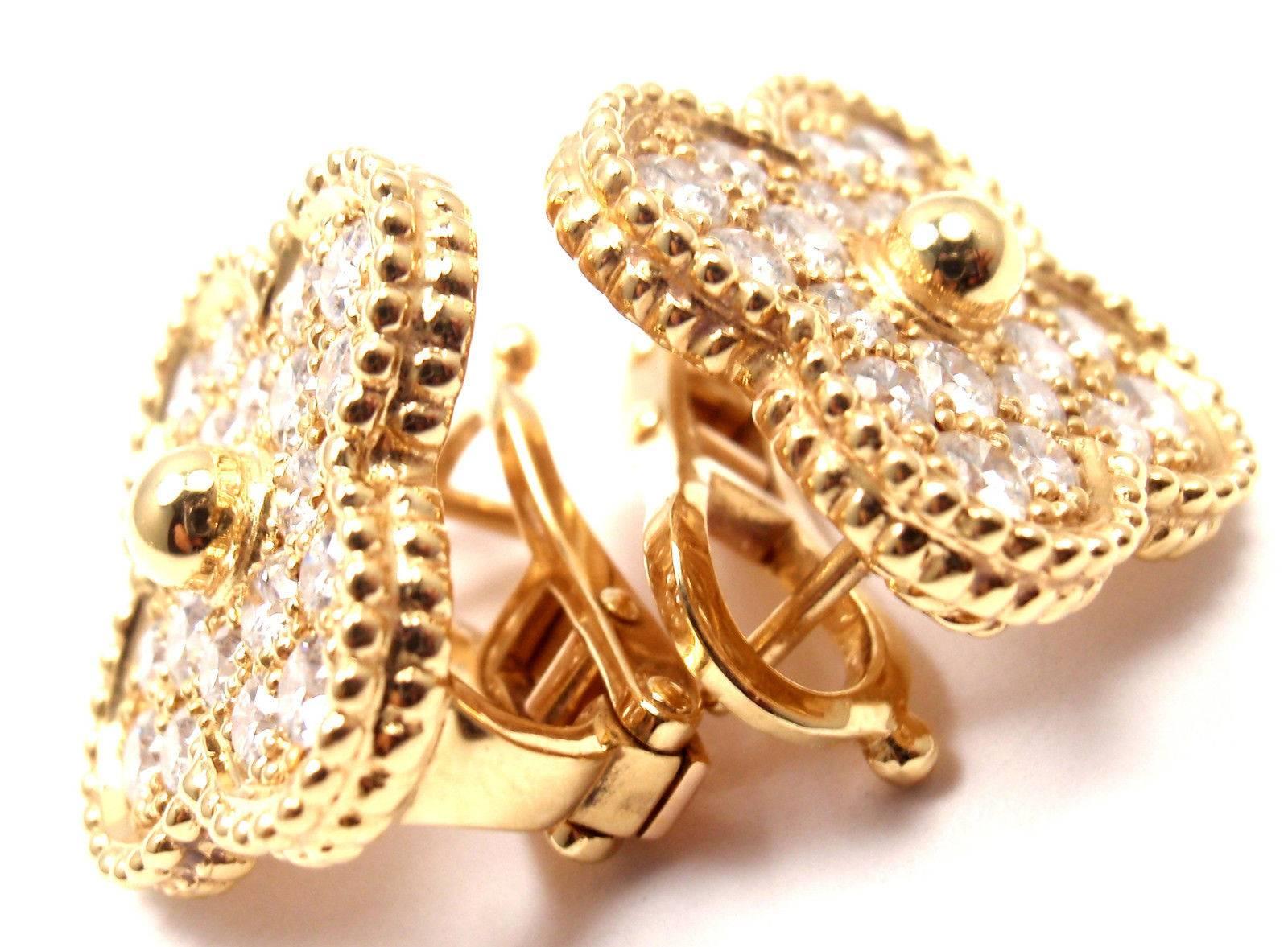 Van Cleef & Arpels Magic Diamond Alhambra Large Yellow Gold Earrings 6
