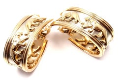 Cartier Walking Panther Panthere Large Hoop Yellow and White Gold Earrings