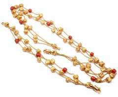 Roberto Coin Coral and Yellow Gold Nuggets Set of Bracelet and Necklace