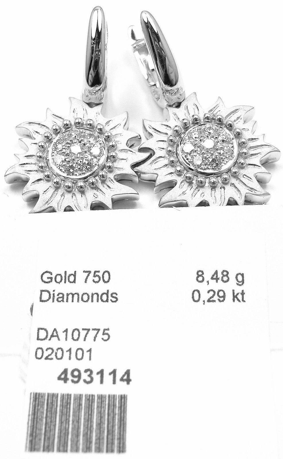 Carrera Y Carrera Sol Y Sombra Sun Diamond White Gold Earrings In New Condition In Holland, PA